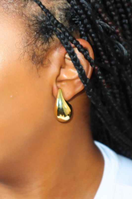 Large Dipped Tear Earrings | Gold