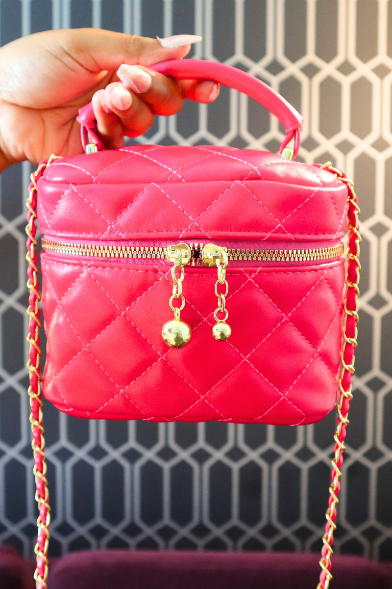 Camilla Quilted Crossbody Purse | Pink